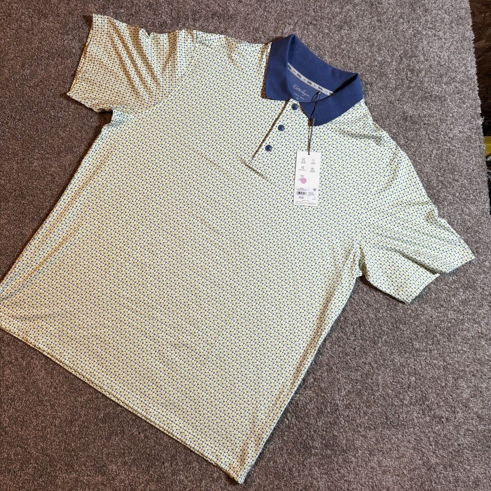 Walter Hagen Clubhouse Golf Polo Moisture Wicking Stretch White Lime XL - Picture 2 of 5